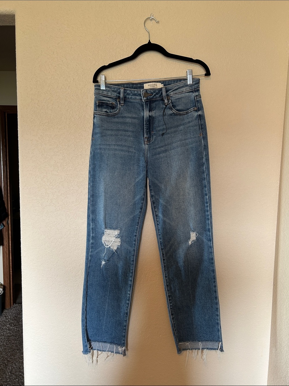 Hidden Los Angeles Distressed Straight Leg Jeans Women’s Size 27 High Rise Raw